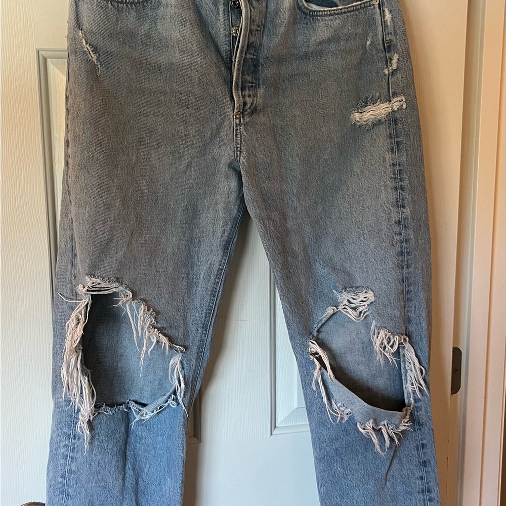 Women’s AGOLDE Los Angeles Premium Distressed Blue Jeans